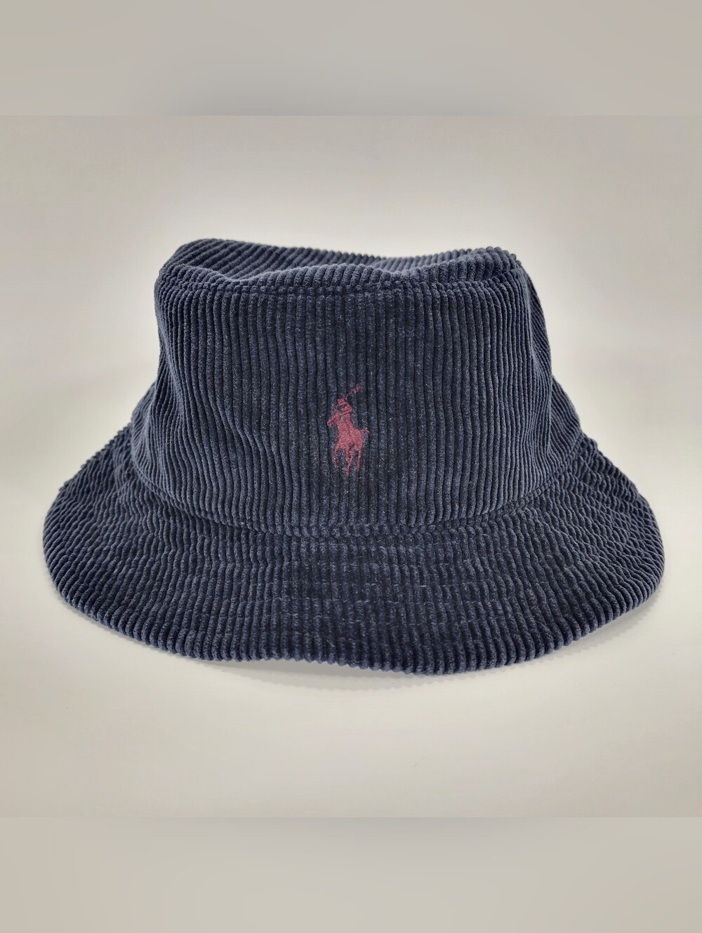 Polo Ralph Lauren Vintage Corduroy Plaid Bucket Hat Men L/XL Pony Blue Red Rare